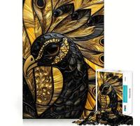 Peacock Stained Glass for Adults 1000 Piece Jigsaw Puzzle Thought Toy Anxiety Relief Precise Edge Thoughtful Gift (50x75cm)
