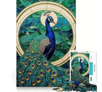 Peacock Stained Glass Hard Jigsaw Puzzle for Adults 1000 Pieces Strong Logic Toy Bonding Time Clear Edge (38x26cm)