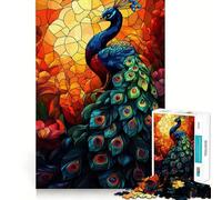 Peacock Stained Glass Jigsaw for Teenagers 1000 Pieces Memory Boost Relaxing Fun Pattern Assembly (38x26cm)