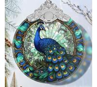 Peacock Stained Glass Orament - Christmas Ornament - Christmas Decorations for Tree - Holiday Present ldeas - Gift Exchange