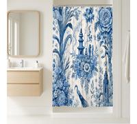 Peacock Stall Shower Curtain, Traditional Vintage Flower Pagoda None Blue Waterproof Fabric Decorative Bathroom Curtain Decor for Bathroom Guest Room 36x72 Inch