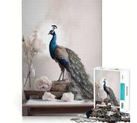 Peacock Still Life Hard Jigsaw Puzzle for Adults 1000 Pieces Think Toy Peaceful Fun Clean Cut Fine Art Piece (38x26cm)