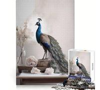 Peacock Still Life Hard Jigsaw Puzzle for Adults 1000 Pieces Think Toy Peaceful Fun Clean Cut Fine Art Piece (38x26cm)