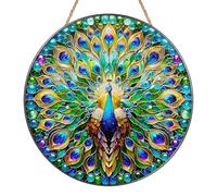 Peacock Sun Catcher, 20 x 20cm Acrylic Hanging Ornament with Chain, Exquisite Sun Catchers for Windows & Doorway, Home Decor Peacock Gifts for Women, Lovers and Friends