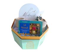 Peacock Supplies Eid Large Hamper Gift Box | Present Set | Tasty Treats & Luxurious Essentials | Contains Luxury Chocolate Tin, 30 Chocolate Neo Squares, Scented Diffuser, Mugs & Candle Plaque Display