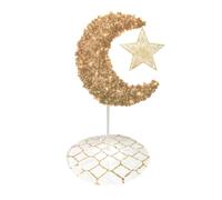 Peacock Supplies Eid Moon Tree Bundle - Gold with Star & Skirt | 5 ft Gold Crescent Shaped Moon, 12m / 120 LED Fairy Lights Operated & Tree Skirt | Sturdy & Easy to Assemble | Indoor or Outdoor Use