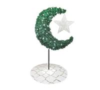 Peacock Supplies Eid Moon Tree Bundle - Green with Star & Skirt | 5 ft Green Crescent Shaped Moon, 12m / 120 LED Electric Fairy Lights & Tree Skirt | Sturdy & Easy to Assemble | Indoor or Outdoor Use