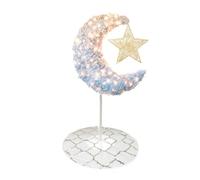 Peacock Supplies Eid Moon Tree Bundle - White with Star & Skirt | 5 ft White Crescent Shaped Moon, 12m / 120 LED Electric Fairy Lights & Tree Skirt | Sturdy & Easy to Assemble | Indoor or Outdoor Use