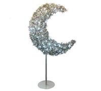 Peacock Supplies Eid Moon Tree & LED Lights - Silver | 5 ft Green Crescent Shaped Moon & 12m / 120 LED Fairy Lights | Sturdy & Easy to Assemble | Indoor or Outdoor Use | Elegant Eid Decoration