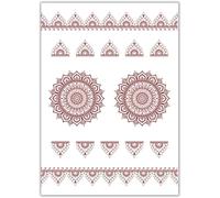 Peacock Supplies Henna Mehndi Tattoo Sheet - Paisley Mandala 1 | Party or Wedding Temporary Tattoos | Elegant, Traditional Body Sticker Decoration | Fun Accessory For Adults & Kids | Easily Washable