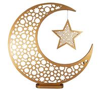 Peacock Supplies Large Moon & Star Decoration - Gold | 2 ft Tall | Elegant Freestanding Ornament | Enhance Eid or Ramadan Decor | Crescent Moon & Hanging Star | Indoor or Outdoor Use | Easy Setup