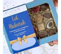 Peacock Supplies Luxury Chocolate Selection Gift Tin - Eid Mubarak | Handmade Chocolates Gift Box | 7 Assorted Flavours Including Salted Caramel & Raspberry | Vegetarian Friendly | Great Present