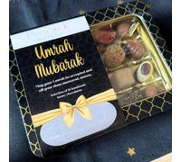 Peacock Supplies Luxury Chocolate Selection Gift Tin - Umrah Mubarak | Handmade Chocolates Gift Box | 7 Assorted Flavours Including Salted Caramel & Raspberry | Vegetarian Friendly | Great Present