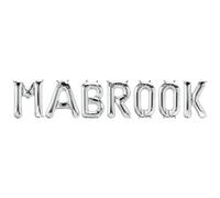 Peacock Supplies Mabrook Foil Balloons - Silver | Letters Sized at 16" | Party Decorations | Celebration or Party Backdrop | Glamorous, Elegant & Shiny | 7 Bright & Colourful Metallic Foil Letters