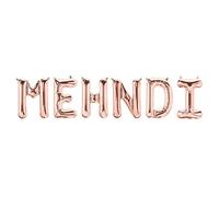 Peacock Supplies Mehndi Foil Balloons - Rose Gold | Letters Sized at 16" | Party Decorations | Celebration or Event Backdrop | Glamorous, Elegant & Shiny | 6 Bright & Colourful Metallic Foil Letters