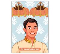 Peacock Supplies Put The Moustache On The Groom Party Game | Contains Poster, 12 Stickers, Blindfold & Glue Dots | Great For Hindu Stag Or Hen Do, Wedding Celebrations & Parties & Fun Group Activities