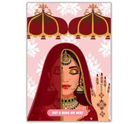 Peacock Supplies Put The Ring On The Bride Party Game | Includes Poster, 12 Stickers, Blindfold & Glue Dots | Great Activity for Hindu Bridal Shower, Engagement Party, Hen Party & Wedding Reception