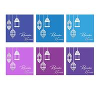 Peacock Supplies Ramadan Greeting Card - 6 Pack | Colourful Evening Silver Foil | Envelopes Included | 15cm x 15cm | Share Special & Holy Ramadan Wishes with Family & Friends | Quality 350gsm Stock