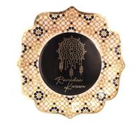 Peacock Supplies Ramadan Kareem Disposable Plates - 10 Pack | Black & Gold Party Plates Set | 25 cm Diameter | Serve Your Party in Style | Single-Use | No Washing Up | Great for Adults & Kids