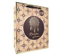Peacock Supplies Ramadan Kareem Gift Bag - Black & Gold | 31 cm x 25 cm x 10 cm | Empty Favour Bags To Fill With Treats | Elevate Present Giving | Swing Gift Tag | Made From Luxury, Strong 350gsm Card