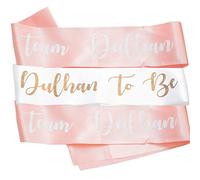 Peacock Supplies - Team Dulhan & Dulhan To Be Sashes - 8 Pack | Pink Bridal Accessory | Team Bride & Bride to Be Sashes | Hen Party, Engagement, Bachelorette Party Props | Classy Decoration Essential