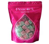 Peacock Sweets Watermelon Cubes Treat Bag | 700 Grams of Fizzy, Tangy Fruit Gummies | Nostalgic Colourful Jelly Gummy Sweet Treats | Loved by Kids & Adults | Great for Movie Night or Snacking