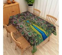 Peacock Table Cloth Wipeable Tablecloths Rectangular 140x300 cm, 3D Pattern Peacock Pattern Tablecloth Wipe Clean Washable Polyester Fabric Table Cover for Garden, Kitchen, Party 911f