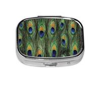 Peacock Tail Feathers,Meta Pill Box 2 Compartment Medicine Case,Portable Organizer,Rectangle Meta Portable Organizer Pill Box 578 Compartment Medicine Case