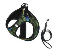 Peacock Tail Feathers,Pet Harness,Adjustable Reflective Dog Harness,Pet Leash Vest,L