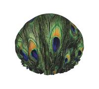 Peacock Tail Feathers,Shower Cap Nightcap Double Layer Waterproof Elastic Bath Cap Reusable Hair Cap