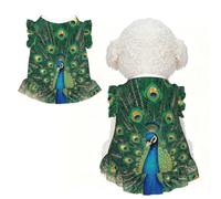 Peacock Tail Gold S Pet Apparel for Small Dogs-Cute Summer Outfit for Puppy, Soft Breathable Pet Clothes for Cat