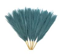 Peacock Teal Blue Faux Pampas Grass Decor 18-Inch Short 6 Stems Dried Flowers for Small Vase Boho Home Decor Wedding Bouquet Party Decoration Flower Arrangement Balloon Garland