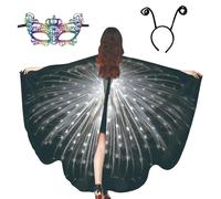 Peacock Themed Cape - Shimmer Feather Wings Shawl Mardi Gras Costume Accessory Elegant Flowing Bird Wing Scarf | Sparkly Fancy Dress Wings for Girls Teens