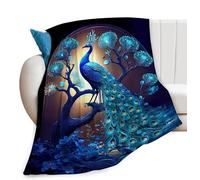 Peacock Throw Blanket with Peacock Tree Pattern for Sofa Bed Lightweight Soft Cozy Fleece Blanket Warm Flannel Blanket Gifts for Women Babies Kids Girls and Adults 50"x60"