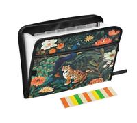 Peacock Tiger Flowers Expanding File Folder A4,13 Pockets File Organiser, Paperwork A4 Plastic Wallet Document Storage Expander for School,Office and Home