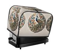 peacock Toaster Cover 2 Slice, Waterproof Bread Machine Covers with Pockets Universal Size Kitchen Small Appliance Cover with Handle, Dust and Fingerprint Protection