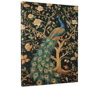 Peacock Tree Canvas Wall Art, Green Gold Floral Decor Poster Prints, Exotic Wall Art Home Aesthetic Decor For Living Room, Bedroom, Art Studio, Unframed 16x20 Inch