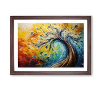 Peacock Tree Framed Print | A2 Walnut Framed Wall Art | Ready to Hang | Modern Floral Picture | Living Room Bedroom Lounge Office