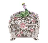 PEACOCK TRINKET BOXES HAND PAINTED RHINESTONE DECORATION JEWELRY BOX LIVING ROOM
