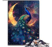 Peacock Under The Moon Jigsaw Puzzles for Adults 1000 Piece, Family Fun Games Fun at Home Activities, Birthday Present, Travel Gifts (26x38cm)