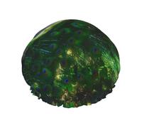 Peacock under the Sun Reusable shower cap - double-layer waterproof, elastic, environmentally friendly daily use shower cap