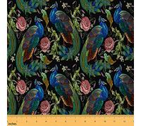 Peacock Upholstery Fabric by The Yard Vintage Floral Decorative Fabric for Upholstery and Home DIY Projects Peacock Feather Chinese Style Waterproof Outdoor Fabric 1 Yard Green