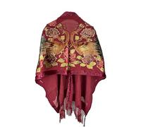 Peacock Velvet Shawl with Fringe Beaded Shawl for Women Peacock scarf Handmade Beading Indian Wraps for wome Tassel, Red No Bead, One Size