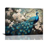 Peacock Wall Art Peacock Pictures Wall Decor Canvas Print Painting Home Decoration Artwork For Living Room Office Bedroom Bathroom Framed 12"X16"
