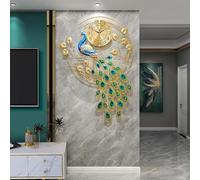 Peacock Wall Clock Metal Design - Large 36.6 inch Non-Ticking Silent Art Digital Clock for Living Room Decor - Unique and Stylish Home Accent