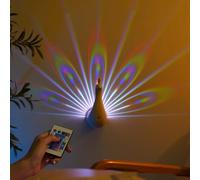 Peacock Wall luminaire 3D Peacock Wall Light LED Rechargeable Wall lamp Dimmable Touch with Remote Control Peacock Indoor Cordless Animals Design Decorative Lamp,Pink