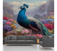 Peacock Wallpape Colorful Flower Peony Floral Wall Mural 140x100cm