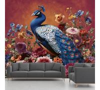Peacock Wallpape Luxury Floral Plant Wall Mural 140x100cm