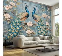 Peacock Wallpaper for Living Room - Chinese Wall Paper, Peacock Home Decor, Non-Woven Waterproof Print Wallpapers for Bedroom, Feature Walls Mural 350x256 cm