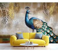 Peacock Wallpapers Abstract Art Wallpaper Murals Luxury Golden Leaf Pattern Wallpaper Nature Wall Paper for Kids Bedroom Living Room Art 200X140cm